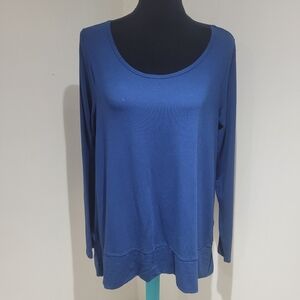 Jana Women's Long Sleeve Crew Neck T Shirt Size Large Blue Normcore Basics Comfy